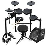Carlsbro CSD25M Electronic Drum Kit with Mesh Heads, 7-Piece Electric Drum Set Including Active Monitor Speaker, Stool & Headphones, USB MIDI & Audio, Adjustable Frame, 6-Month Online Lessons