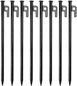 TECDW 8 Piezas Piquetas Camping de Acero, 30cm Estacas Camping, Clavos Camping Largas y Robustas, Clavijas Camping, Piquetas Tienda de Campaña para Pesca, Jardín, Senderismo, al ​Aire Libre