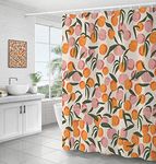 Inshere Decorative Peach Shower Curtain Waterproof Polyester Fabric, Home Bathroom Decor Fruits Hanging Curtain with Hooks 72 by 72 Inch, Hotel Quality, Machine Washable