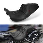 JUNJUMOTO One-Piece Rider Passenger Seat Lower Bucket Seat Silicone Cushion Fit for Harley Touring Street Glide Road Glide Road King Electra Glide 2008-2023 (Black Stitching,Diamond Pattern)