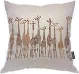 Moslion Throw Pillow Cover Giraffes 18x18 Inch Animal Cute Wild Cartoon Africa Safari Tall Group Crowded Spot Zoo Square Pillow Case Cushion Cover for Home Car Decorative Cotton Linen