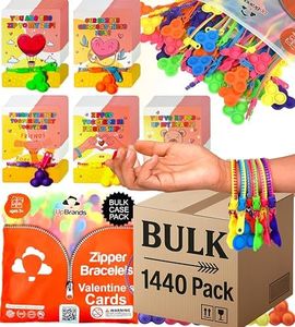UpBrands Bulk Case of 1440 Packs Pop-It Zipper Bracelets with Valentine Cards Per Pack – Sensory Valentine Gifts for Classroom Events, Charities, and Businesses