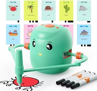 Interactive Educational Drawing Robot for Kids - Montessori Learning Toy with 100 Word Cards, Voice Interaction, Ages 5+ (Green)