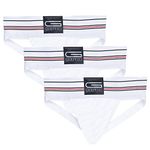 Golberg Athletic Supporter - Naturally Contoured Waistband - (3 Pack, White, Medium)