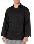 Chef Code Men's 8 Pearl Button Chef Coat, Black, X-Small