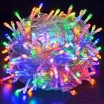 Kuber Industries 10x10 Ft Multicolour LED Rice Lights for Home Decoration with 8 Modes Remote Control | Indoor & Outdoor Christmas Fairy Lights for Bedroom | White - Multicolour