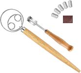 LYSAIMG 8Pc Bread Lame Tool Dough Scoring Sets,Danish Dough Whisk and Bread Lame Tools,Made of Stainless Steel and Wooden Handle,Bread Flour Mixer with Bread Scoring Tool