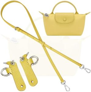 KIYOMIL Bag Leather Strap Replacement Adjustable Crossbody Shoulder Straps for XS Le Pliage MINI Pouch, No Damage Conversion Kits Accessories (MINI-Lime-Silver)
