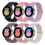 20mm Nylon Band for Samsung Galaxy Watch 7/6/5/4/FE 40mm 44mm/active 2/5 Pro 45mm/4 Classic 42mm 46mm/Galaxy 6 Classic 43mm 47mm,6-Pack Elastic Fabric Braided Stretchy Sport Strap Wristband Women Men