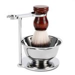 SANWA Deluxe Heavyweight Stainless Shaving Brush Razor Stand with Big Soap Bowl and Shave Brush Set,Dad Gifts,boyfriend Gifts,Husband Gifts for Him