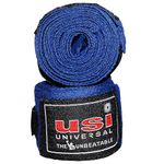 USI Universal Boxing Hand Wrap, 628C Blue Stretchable Hand Wraps (1 Pair, 2.5m Length) For Men & Women With Nylon Elastane Construction, Stretchable For Firm Wrapping, Hook & Loop For Closure