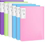 6 Pack A4 Size Binder with Plastic Sleeves 9x12" Presentation Book for Artwork, Document Art Portfolio Folder with Clear Sheet Protectors, 30-Pocket Bound,Display 60 Pages,Colorful