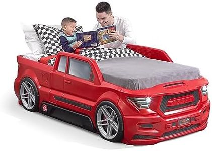 Step2 Turbocharged Twin Size Truck Car Bed, Car Bed for Boys and Girls, Working Headlights & Built-In Storage, Toddlers Ages 3+ Years Old, Adult Assembly Required, Vibrant Red