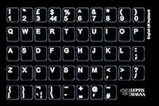 QWERTY English UK keyboard Replacement stickers self adhesive non transparent black stickers with white letters suitable for any keyboard laptop desktop