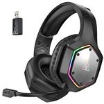 EKSA E1000WT Wireless Gaming Headset for PS5 PS4 PC, 7.1 Surround Sound Gaming Headphones with Microphone ENC, 2.4GHz Low Latency, 36 Hours Battery USB Wireless Headset for Laptop Computer