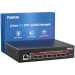 YuanLey 8 Port 10G Managed Switch, 8X 10Gbps SFP+, L3 Smart Managment SFP Ethernet Switch, Link Aggregation, VLAN, QoS, ACL, Rackmount 10Gbe Multi-gig Network Switch, Metal Case, 160Gbps Bandwidth