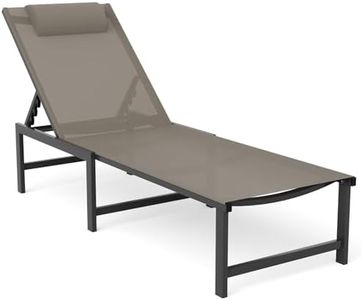 WOAJNQO Sedia Lougne con cuscino poggiatesta, chaise longue in alluminio per esterni, goditi 5 posizioni regolabili per piscina, chaise longue per abbronzatura