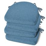 Shinnwa Chair Cushion with Ties for Dining Chairs [17 x 16.5 Inches] Non Slip Kitchen Dining Chair Pad and Seat Cushion with Machine Washable Cover Set of 4 - Blue