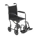 Drive Medical TR37E-SV Lightweight Folding Transport Wheelchair with Swing-Away Footrest, Silver