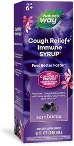 Nature’s Way Sambucus Relief Cough Syrup, Feel Better Faster**, Clinically Proven South African Geranium, with Elderberry, Vitamin C & Zinc, 8 Oz.