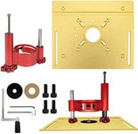 Aluminium Router Table Insert Plate and Router Lift Set, Woodworking Router Planer Trimmer Insert Plate for Woodworking Benches, Router Table for Motors with 63.8 to 65 mm Diameter (Gold-2Pcs)