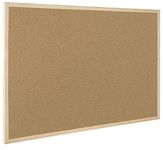 Bi-Office Basic Cork Board, Pine Wood Frame, 90 x 60 cm, brown