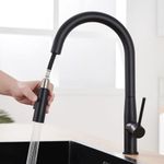 Auralum Kitchen Tap, Matt Black Kitchen Taps Mixer with Pull Out Spray, Stainless Steel Kitchen Sink Faucet 1 Hole 360° Swivel Spout Kitchen & Bar Taps