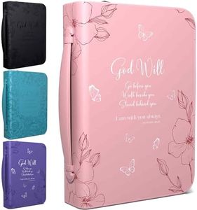 DEHITE Bible Cover Case for Women - Leather Bible Cases for Girls - Carrying Bag for Woman - Pen Slots – Zippered Pocket – Premium Faux Leather Holder - Christian Floral Accessories - Extra Large Size