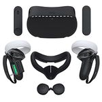 Kiwi Design for Oculus/Meta Quest 2 Accessories Bundle, Controller Grips Cover with Knuckle Straps, VR Shell Covers and Silicone Face Cover Pad with Lens Protector Black [Video Game]