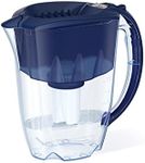 AQUAPHOR 7 Cup Dark Blue Ideal Fridge Water Filter Pitcher with 1 x B15 Filter, Easy Fill Sliding lid, Reduces Chlorine, limescale and Heavy Metals. BPA Free