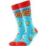 BONANGEL Super Dad Socks Father’s Day Gift for Him Birthday Gifts for Men Dad Boyfriend Grandpa Papa Daddy Men's Fun Dress Socks Colourful Funky Funny Novelty Cool Crazy Socks