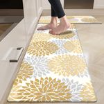 HEBE Anti Fatigue Kitchen Rug Sets 2 Piece Non Slip Kitchen Mats for Floor Cushioned Kitchen Rugs and Mats Waterproof Comfort Standing Mat Runner for Kitchen, Office,Sink,Laundry,17"x48"+17"x28"