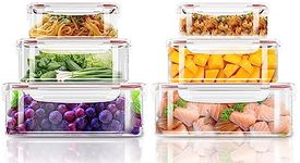 KICHLY 12 Pack Plastic Food Storage Container Set -Transparent Container with Airtight Lids - Freezer Safe, BPA Free, Leak Proof Lunch Containers (Red)