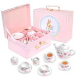 Jewelkeeper Porcelain Tea Set for Little Girls, Floral Design, 13 Pieces