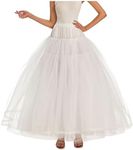 AWSALE Women Hoopless Petticoats 8 Layers Tulle Crinoline Underskirt for Wedding Dress Ball Gown WPT138 White, White