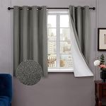 Deconovo Faux Linen Total Blackout Curtains for Bedroom with Coating, Energy Saving, Lightweight Grey Curtains Eyelet Thermal Curtains, 46 x 54 Inch(Width x Length), 1 Pair