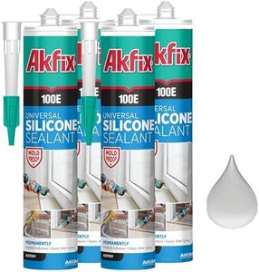 Akfix 100E RTV Translucent Silicone Caulk (4x10.1 fl.oz.) - 100% Waterproof Silicone Sealant for Kitchen and Bathroom, Shower, Toilet, Sink, Window and Door, No Yellowing | Translucent, 4 Pack