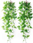 Mocoosy 2 Pack Artificial Hanging Plants with Baskets, Fake Hanging Ivy Vine Wall Hanging Plants Greenery for Home Garden Room Wedding Decorations