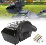 ECOTRIC Universal Motorcycle Tour Pack w/Top Rack & Backrest Compatible with Harley Honda Yamaha Suzuki Cruiser Black Plastic w/Lock