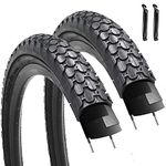 2 Pack Beach Cruiser Bike Tire 26" x 2.125" Folding Bicycle Replacement Tires-Black/White Side Wall… (Pair Black Wall)…