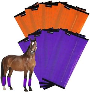 HUAME Horse Fly Boots, Breathable Mesh Protection Set of 8, Comfortable Pony Leggings, Breathable Mesh Design, Equines Supplies for Reduce Stomping, Hoof Damage & Leg Fatigue (Purple-Orange, Large)