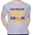 CreativiT Graphic Printed T-Shirt for Unisex Bachelor-Party-Groom-Drinking-Team Tshirt | Casual Half Sleeve Round Neck T-Shirt | 100% Cotton | D00506-33_Grey_X-Large