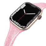 SWEES Compatible with Apple Watch Bands 42mm (Series 10) 41mm 38mm 40mm, Shiny Glitter Silicone Soft Slim Small Sport Replacement Strap Compatible for iWatch Series 10 9 8 7 6 5 4 3 2 1 SE Women