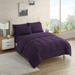 Sweet Home Collection Ultra Soft Down Alternative Set & Luxurious Bed Sheets, Polyester, Purple, California King