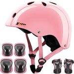 Kids Helmet Toddler Bike Helmet with Protective Gear Set Knee Pads Elbow Pads Wrist Pads for Skateboard Bike Scooter Inline Skates CPSC ASTM CE Certified (M(8-13years old), pink)