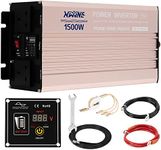 XWJNE 1500W Pure Sine Power Inverter 12V to 230/240V Car Converter Pro Wave Inverter Peak Power 3000W DC to AC Converter with Remote Control and LED Display 4.2A USB Charging Ports & 2 AC Outlets