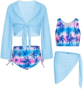 GRACE KARIN Girls Bathing Suits Size 8 Blue Cute Taniki Swimsuit Swimwear for Girls