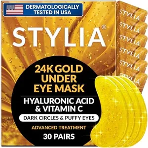 Under Eye Patches for Dark Circles and Puffy Eyes (30 Pairs), 24k Gold Eye Mask for Dark Circles and Puffiness with Vitamin C, Hyaluronic Acid, and Pearl Extract, Collagen Eye Gel Pads for Puffiness