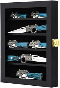Grintus Pocket Knife Display Case Knife Collection Display Box for Wall Folding Knife Cabinet with Uv Protection Acrylic Lockable Black