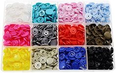 288 Sets KAM T8 Snaps, BetterJonny Size 24 Plastic Snaps Starter Fasteners Kit No-Sew Buttons for Crafts Clothing Diaper Sewing 12 Colors